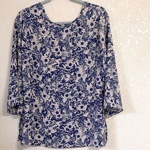 Cato Blue and White Floral Blouse